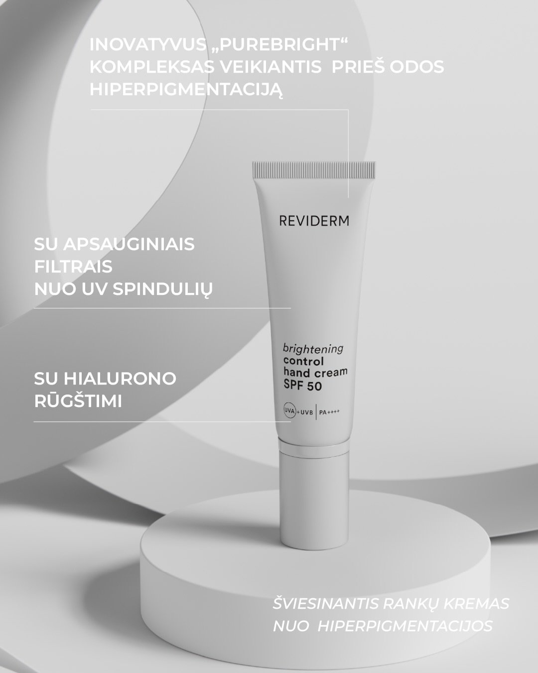 Reviderm Brightening šviesinantis rankų kremas su SPF 50, 50 ml