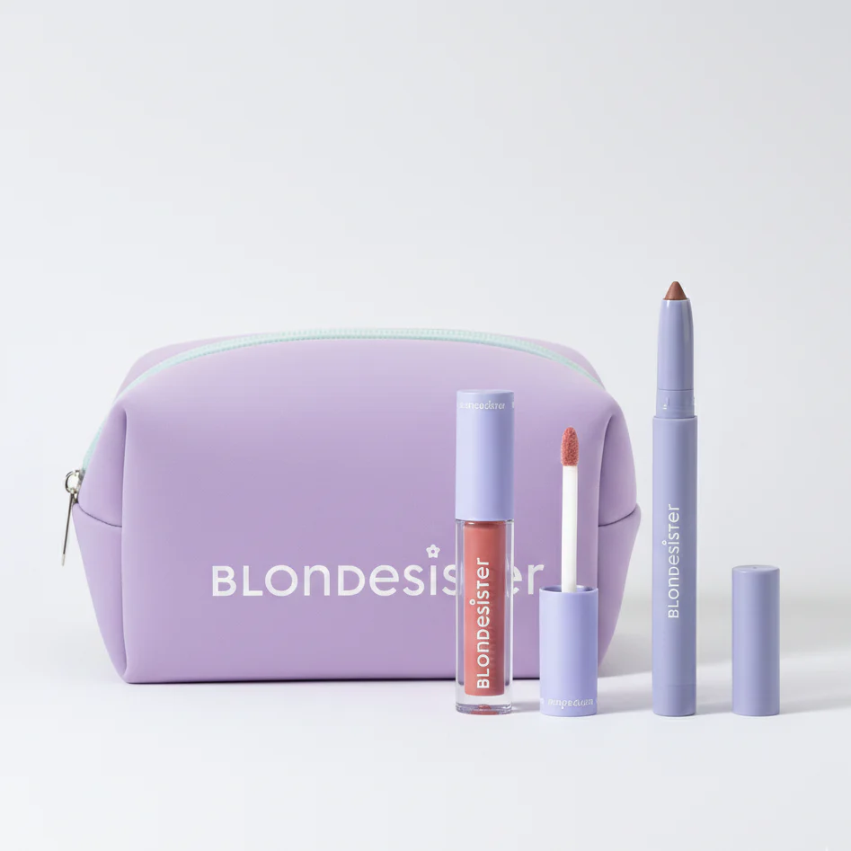 BLONDESISTER lūpų makiažo rinkinys (kreidelė Macaron 1.5 g ir lūpų aliejus 7 ml)