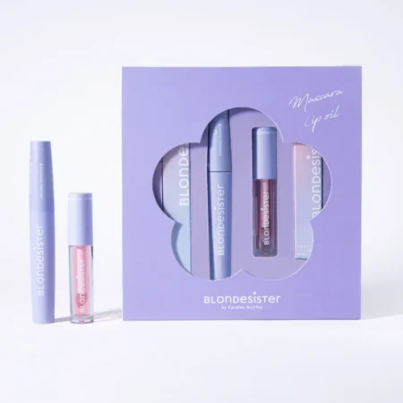 BLONDESISTER „Mini Box Essential“ dežutė (juodos spalvos tušas 12 ml ir bespalvis lūpų aliejus 2,5 ml)