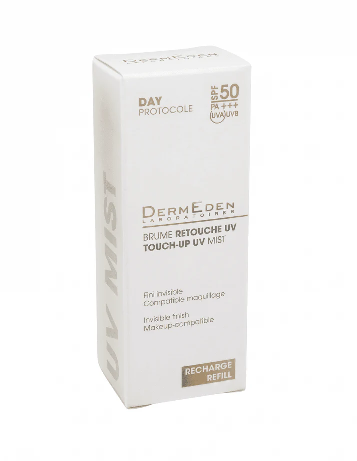 papildymas-apsaugine-UV-dulksna-dozatoriui-pakuote-TOUCH-UP-MIST-SPF50-dermeden DermEden PAPILDYMAS Apsauginė UV dulksna dozatoriui TOUCH UP MIST SPF50